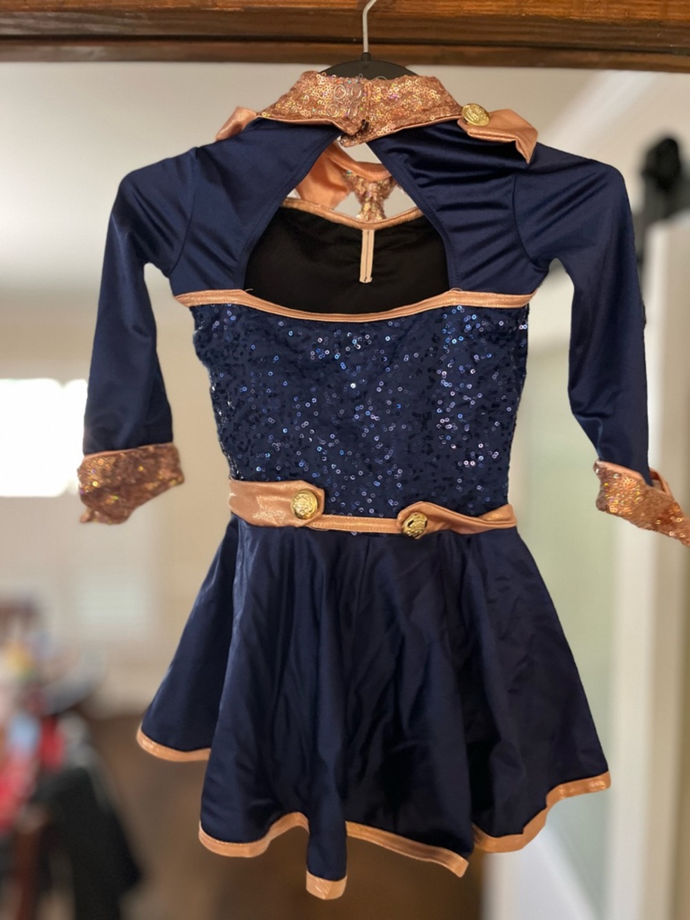 Weissman Navy and Gold Sequin Dance Costume size 7/8 - Picture 2 of 4